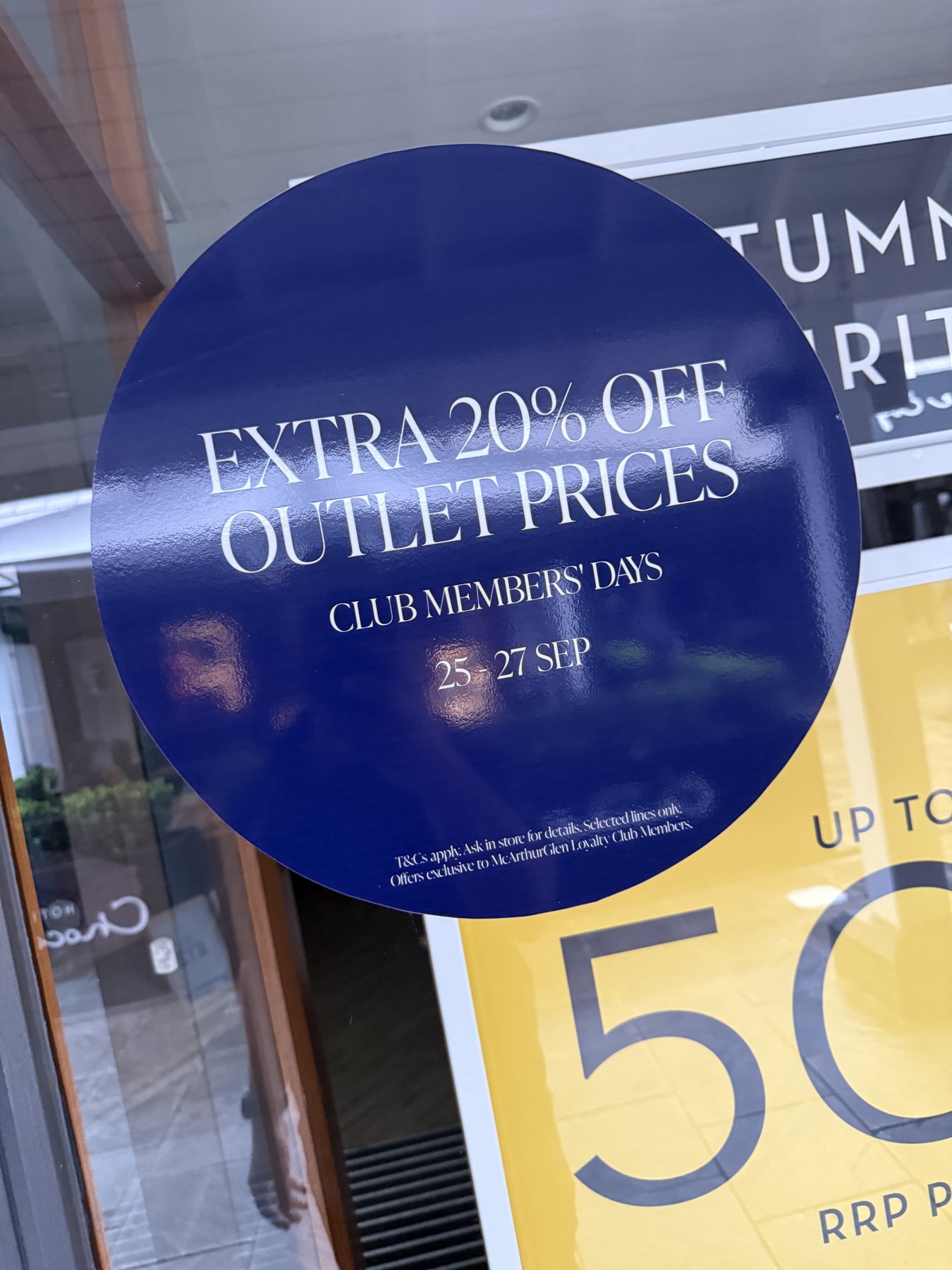 Promotional window decal. A promotional decal applied to glass.